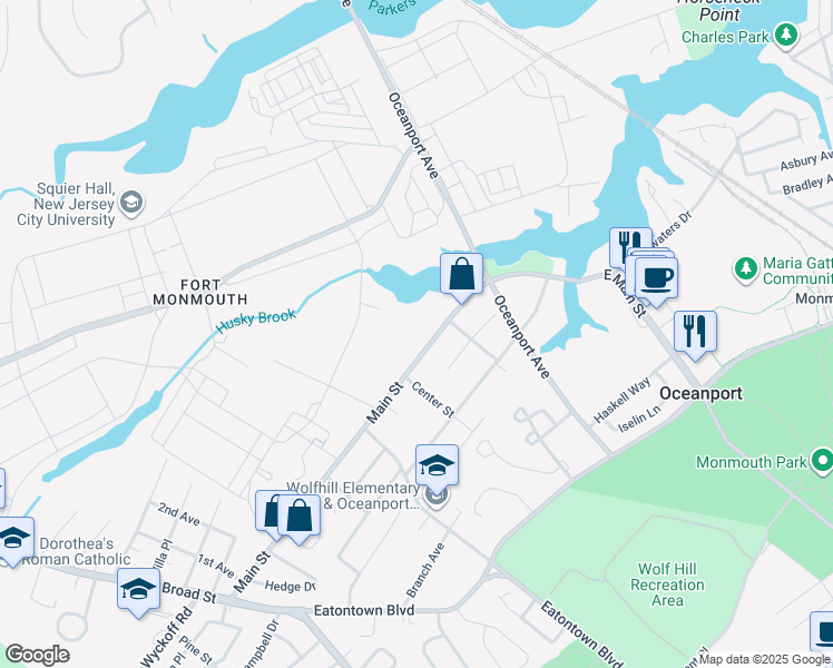 map of restaurants, bars, coffee shops, grocery stores, and more near 37 Main Street in Oceanport