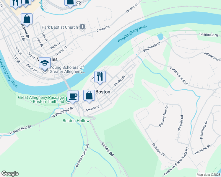 map of restaurants, bars, coffee shops, grocery stores, and more near in Boston