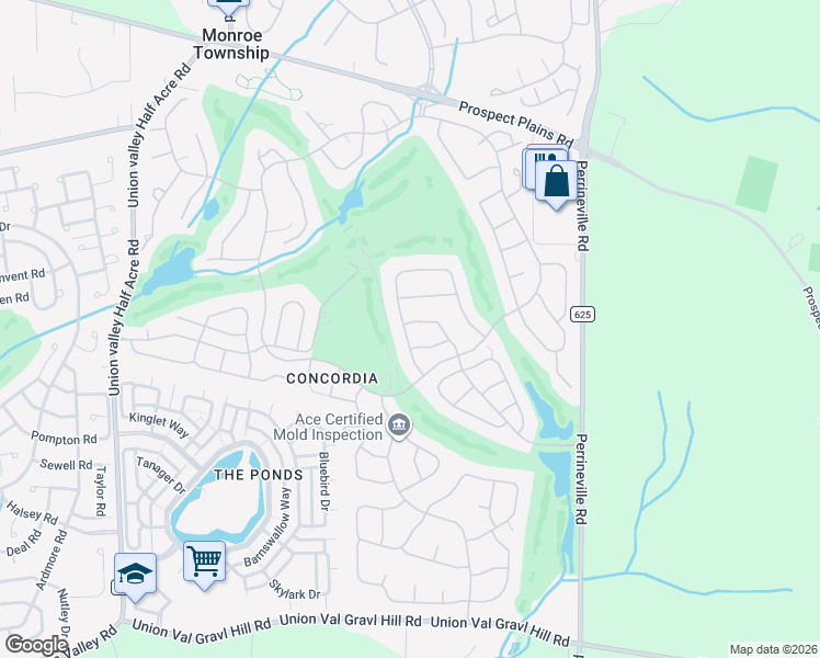 map of restaurants, bars, coffee shops, grocery stores, and more near 57D Yorkshire Drive in Monroe Township