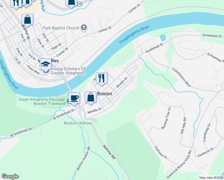 map of restaurants, bars, coffee shops, grocery stores, and more near in Boston