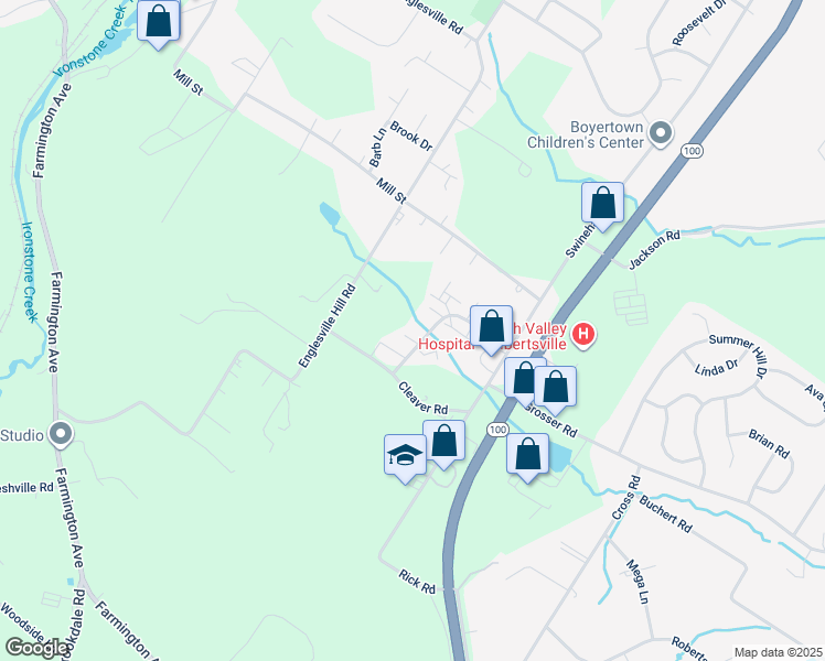 map of restaurants, bars, coffee shops, grocery stores, and more near 49 Delancy Court in Boyertown
