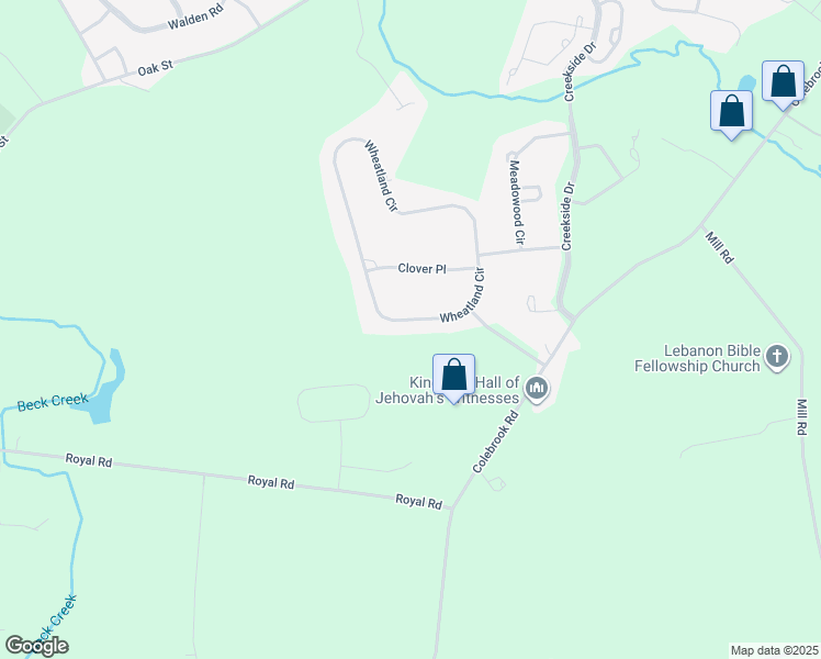 map of restaurants, bars, coffee shops, grocery stores, and more near 11 Wheatland Circle in Lebanon