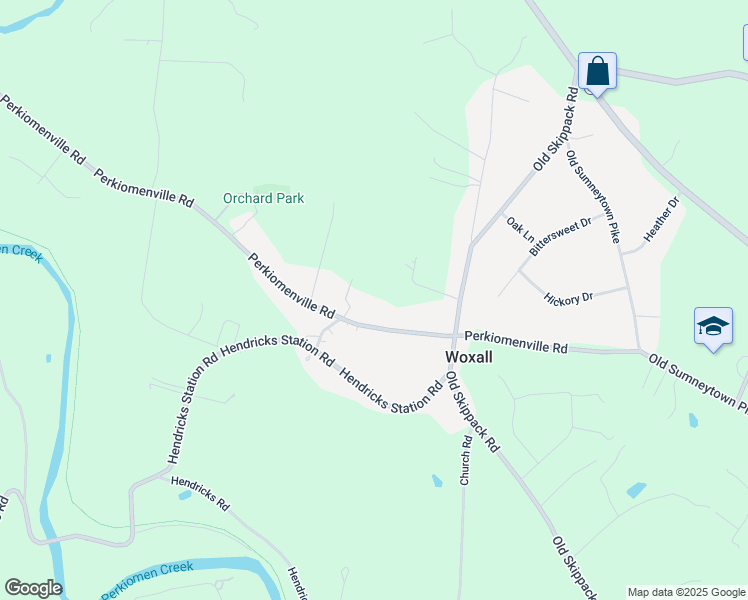 map of restaurants, bars, coffee shops, grocery stores, and more near 2176 Perkiomenville Rd in Harleysville