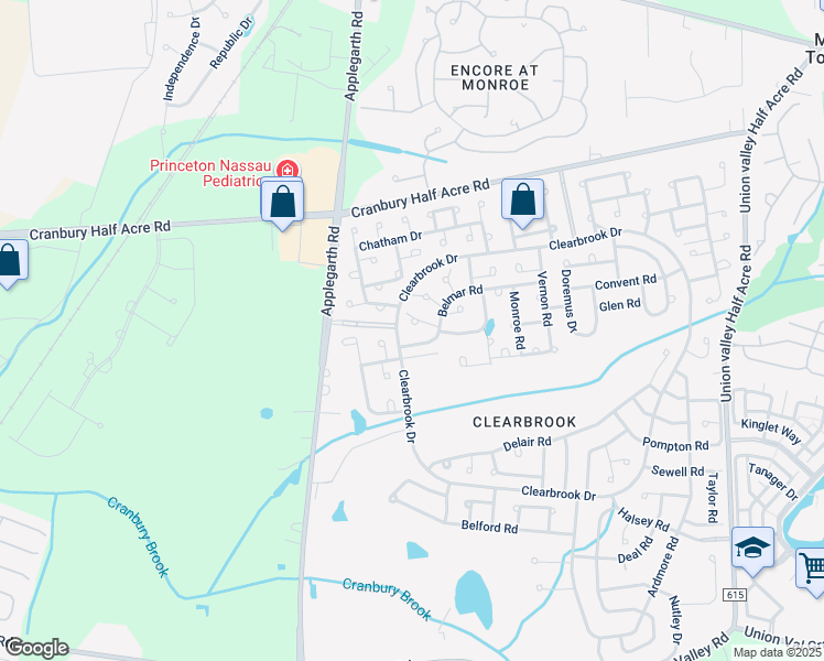 map of restaurants, bars, coffee shops, grocery stores, and more near 5B Aspen Plaza in Monroe Township