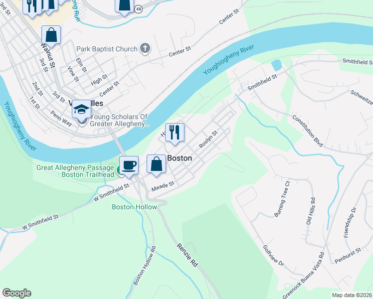 map of restaurants, bars, coffee shops, grocery stores, and more near in Boston