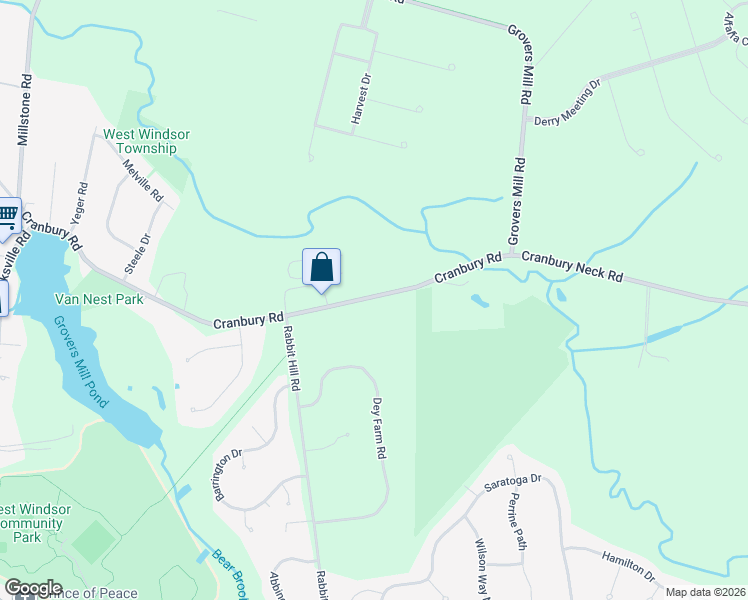 map of restaurants, bars, coffee shops, grocery stores, and more near 434 Cranbury Road in West Windsor Township