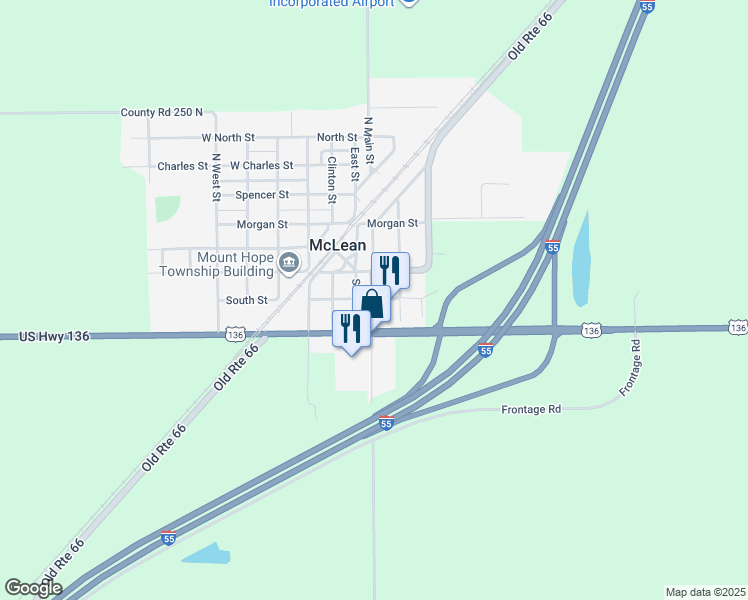 map of restaurants, bars, coffee shops, grocery stores, and more near 400 South Main Street in McLean