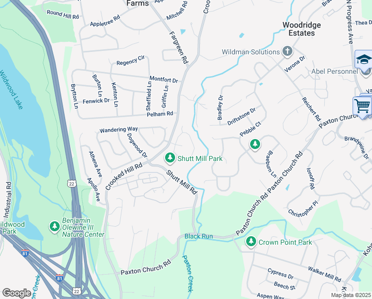 map of restaurants, bars, coffee shops, grocery stores, and more near 113 Wading Spring Lane in Harrisburg