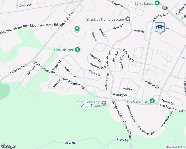 map of restaurants, bars, coffee shops, grocery stores, and more near 3319 Pequot Drive in Sinking Spring