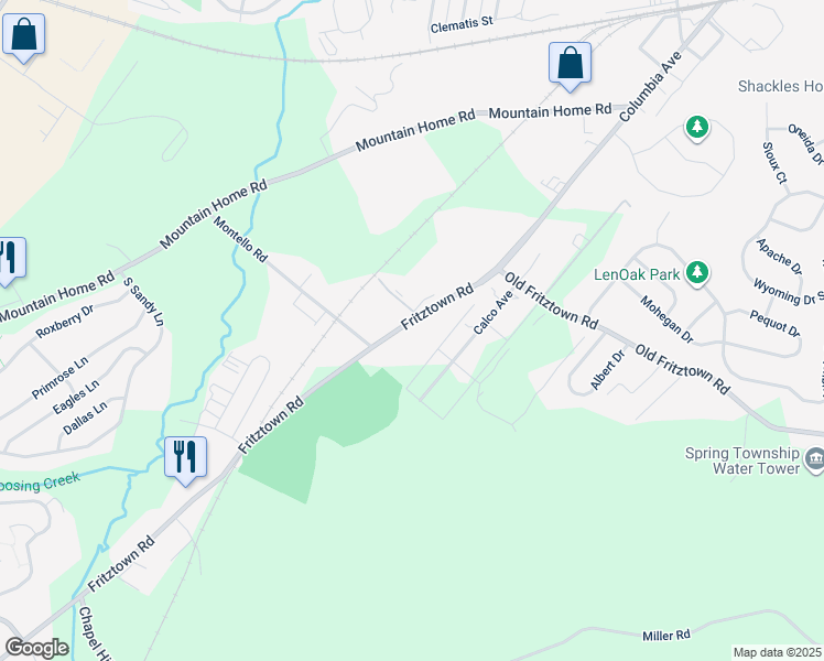 map of restaurants, bars, coffee shops, grocery stores, and more near 554 Fritztown Road in Sinking Spring