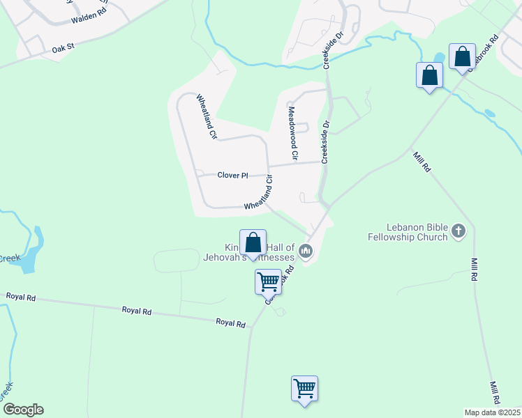 map of restaurants, bars, coffee shops, grocery stores, and more near 5 Shadow Creek Drive in Lebanon