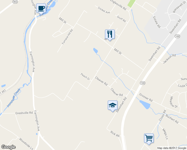 map of restaurants, bars, coffee shops, grocery stores, and more near 826 Englesville Hill Road in Boyertown