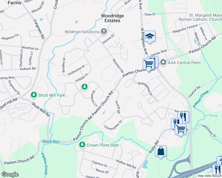 map of restaurants, bars, coffee shops, grocery stores, and more near 2000 Paxton Church Rd in Harrisburg