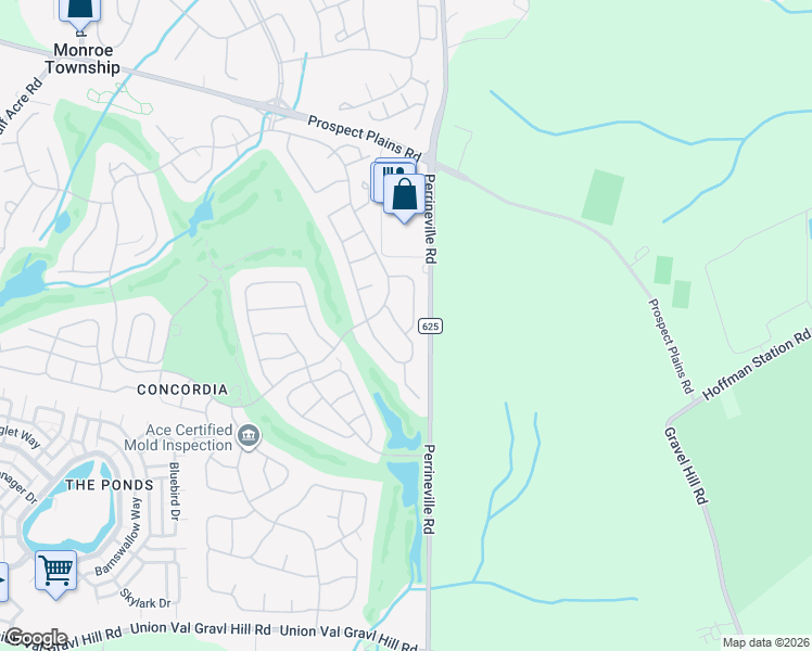 map of restaurants, bars, coffee shops, grocery stores, and more near 22D Rothwell Drive in Monroe Township