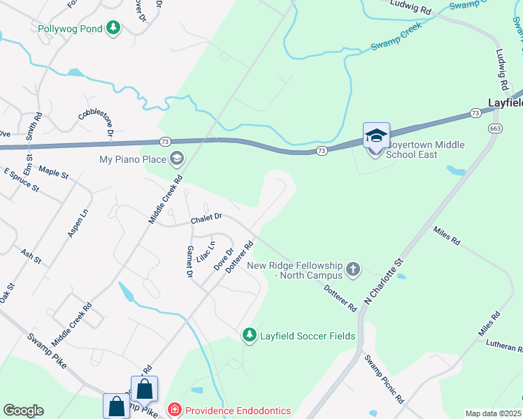 map of restaurants, bars, coffee shops, grocery stores, and more near 107 Wrenfield Lane in Gilbertsville