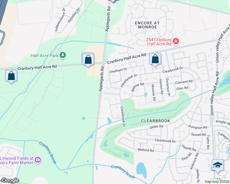 map of restaurants, bars, coffee shops, grocery stores, and more near 44A Catalpa Plaza in Monroe Township