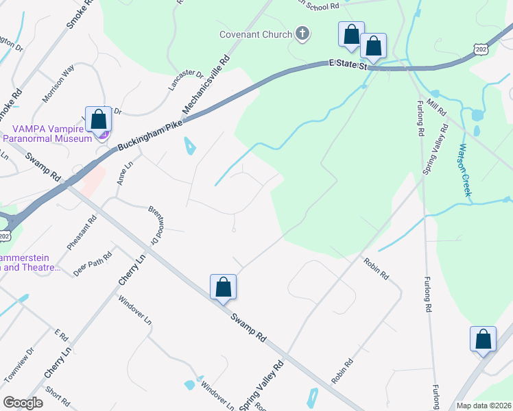 map of restaurants, bars, coffee shops, grocery stores, and more near 2980 Yorkshire Road in Doylestown