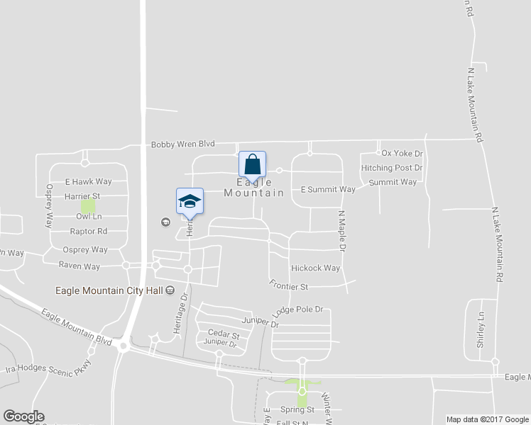 map of restaurants, bars, coffee shops, grocery stores, and more near 4518 Silver Spur Way in Eagle Mountain