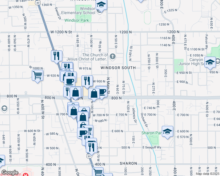 map of restaurants, bars, coffee shops, grocery stores, and more near in Orem