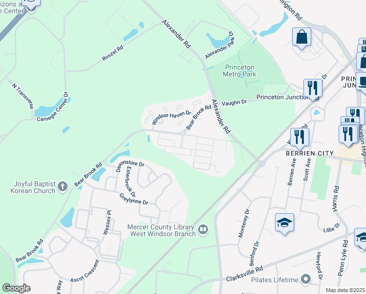 map of restaurants, bars, coffee shops, grocery stores, and more near 4112 Goldfinch Boulevard in Princeton