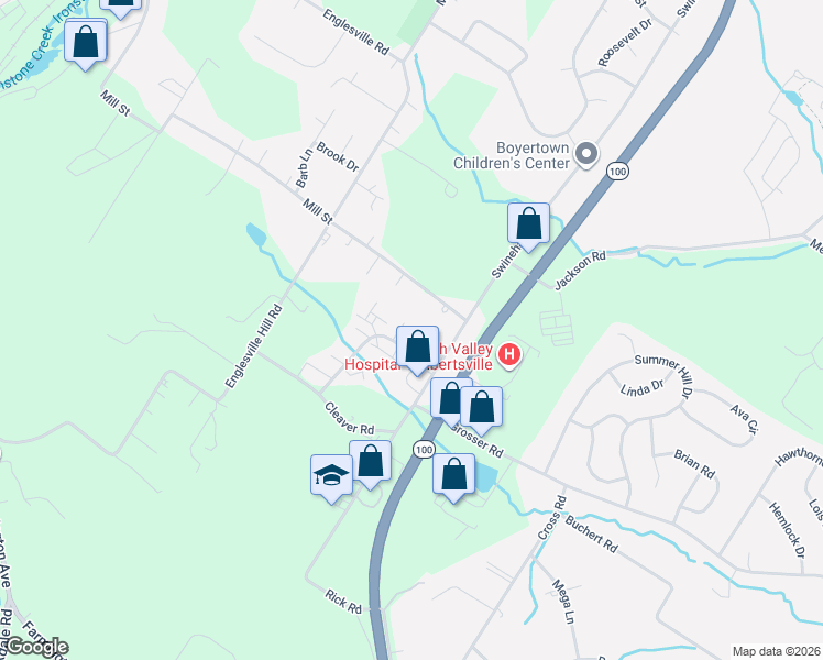 map of restaurants, bars, coffee shops, grocery stores, and more near 1 Linden Court in Boyertown