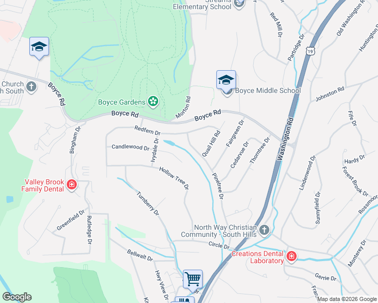 map of restaurants, bars, coffee shops, grocery stores, and more near 1510 Candlewood Drive in Pittsburgh