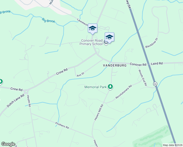 map of restaurants, bars, coffee shops, grocery stores, and more near 21 Ann Street in Monmouth County