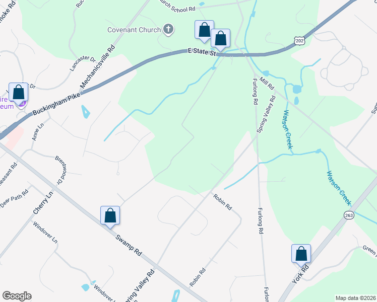 map of restaurants, bars, coffee shops, grocery stores, and more near 3833 Dogwood Lane in Doylestown