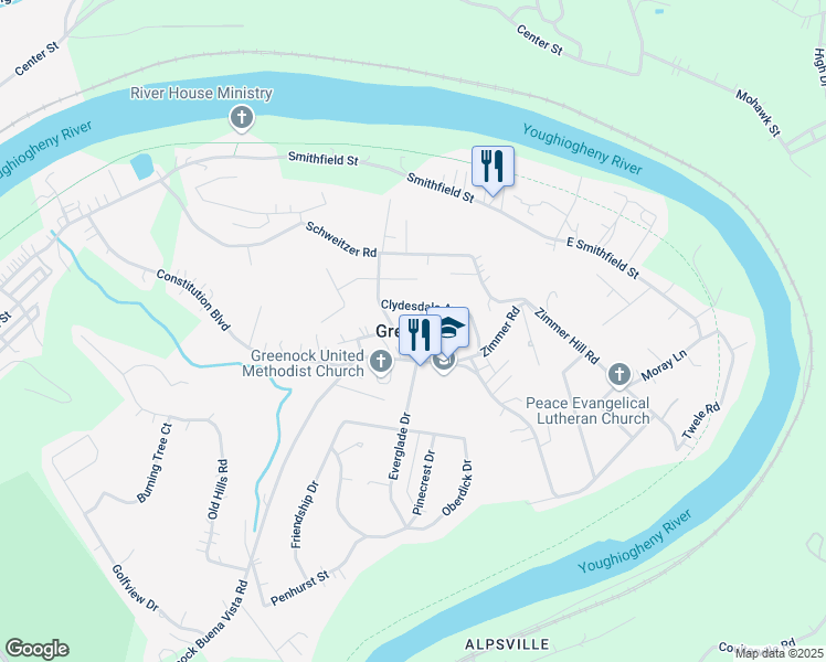 map of restaurants, bars, coffee shops, grocery stores, and more near in Greenock