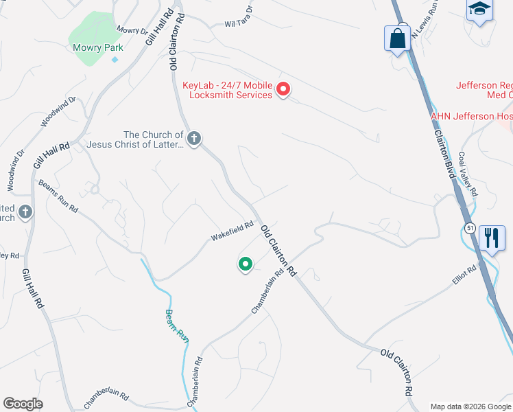 map of restaurants, bars, coffee shops, grocery stores, and more near 101 Macarthur Road in Jefferson Hills