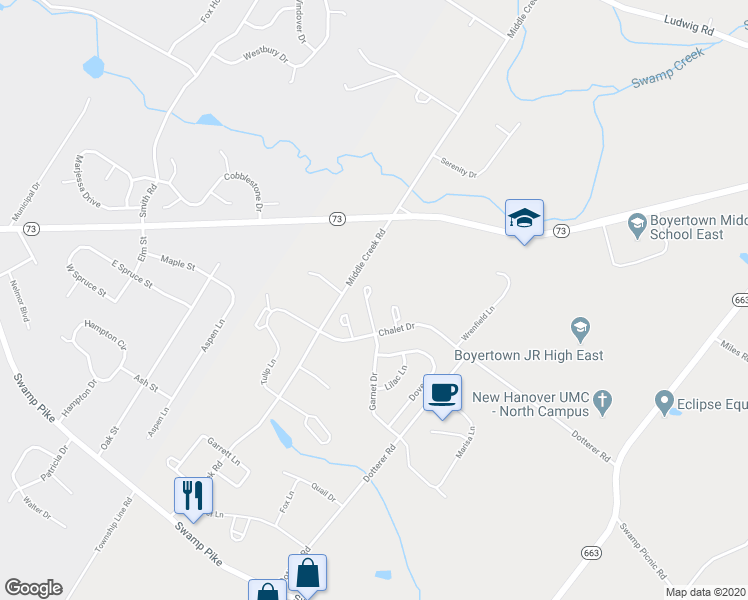 map of restaurants, bars, coffee shops, grocery stores, and more near 127 Sandpiper Court in Gilbertsville