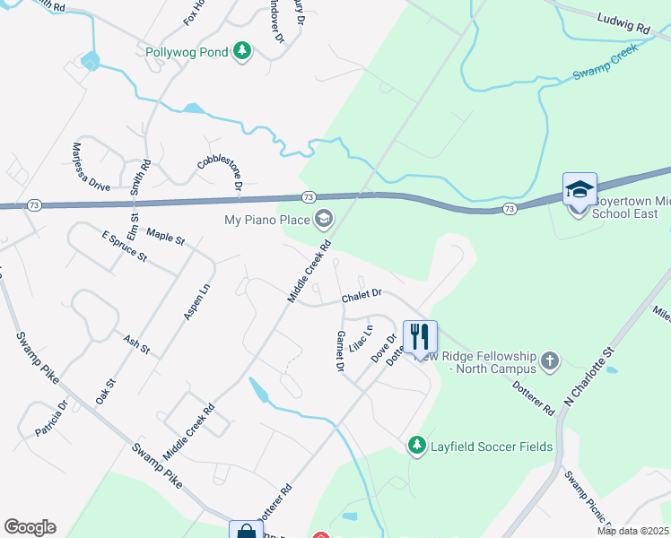 map of restaurants, bars, coffee shops, grocery stores, and more near 156 Sandpiper Court in Gilbertsville