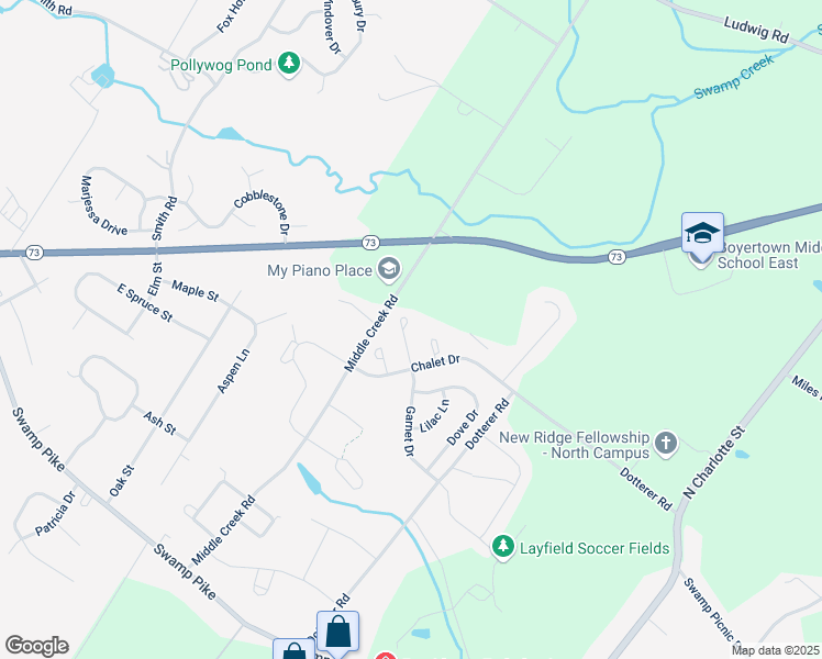 map of restaurants, bars, coffee shops, grocery stores, and more near 127 Sandpiper Court in Gilbertsville