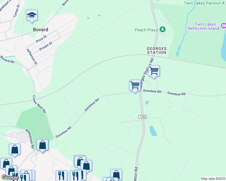 map of restaurants, bars, coffee shops, grocery stores, and more near 301 Donohoe Rd in Greensburg