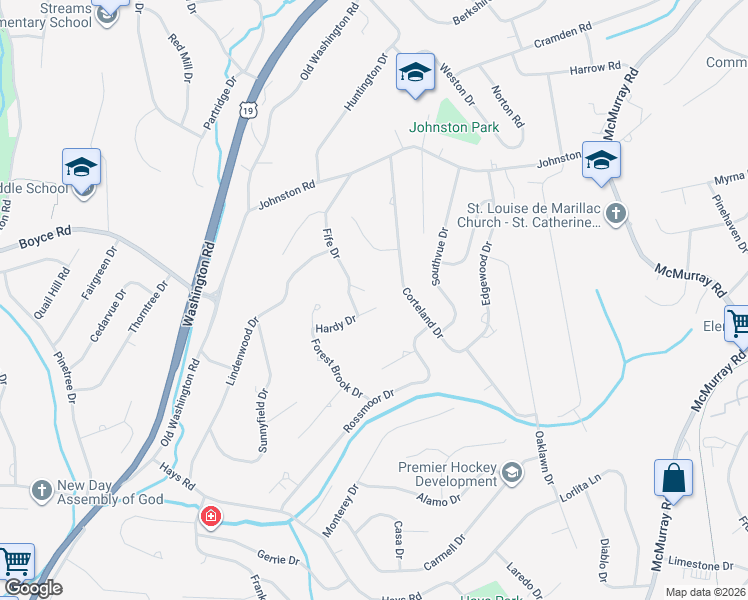 map of restaurants, bars, coffee shops, grocery stores, and more near 2537 Hardy Drive in Pittsburgh