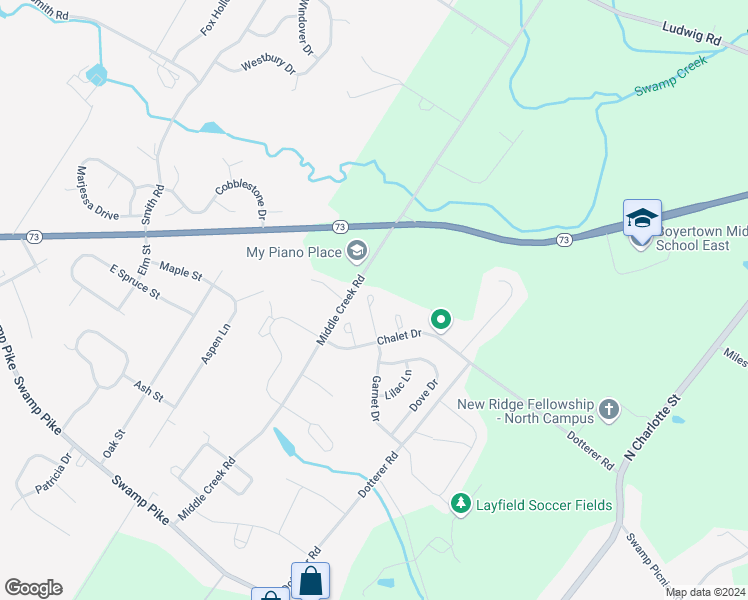 map of restaurants, bars, coffee shops, grocery stores, and more near 124 Sandpiper Court in Gilbertsville