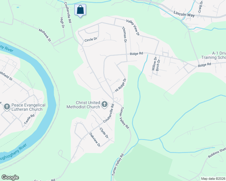 map of restaurants, bars, coffee shops, grocery stores, and more near 2598 Hi Ridge Drive in Irwin