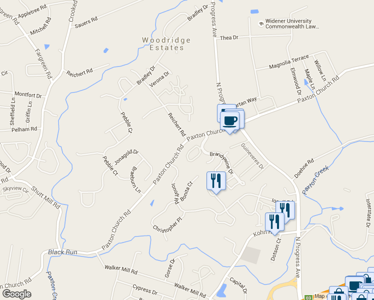 map of restaurants, bars, coffee shops, grocery stores, and more near 2126 Saint Clair Court in Harrisburg