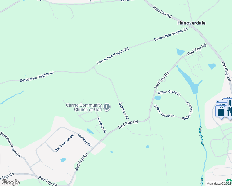 map of restaurants, bars, coffee shops, grocery stores, and more near Oak Tree Road in Dauphin County