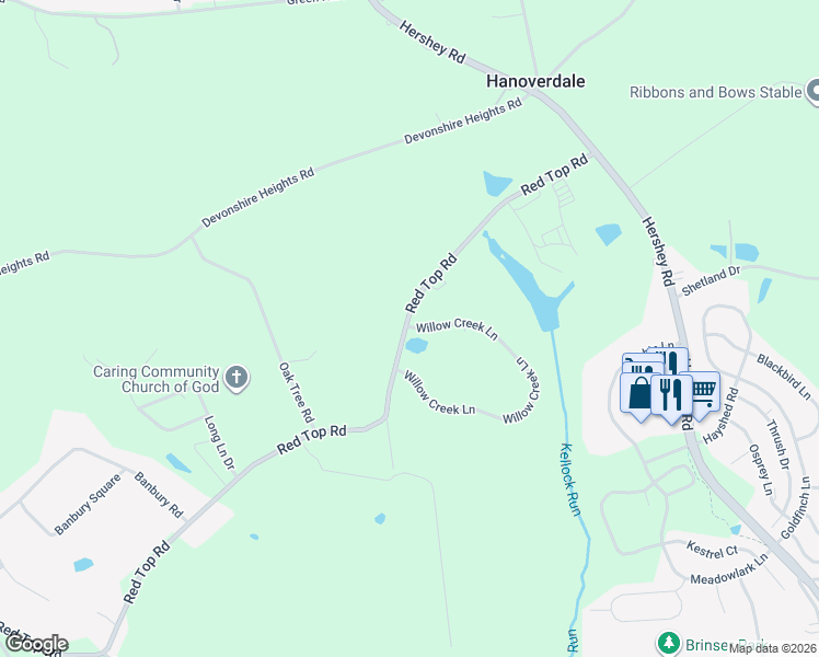map of restaurants, bars, coffee shops, grocery stores, and more near 154 Willow Creek Lane in Hummelstown