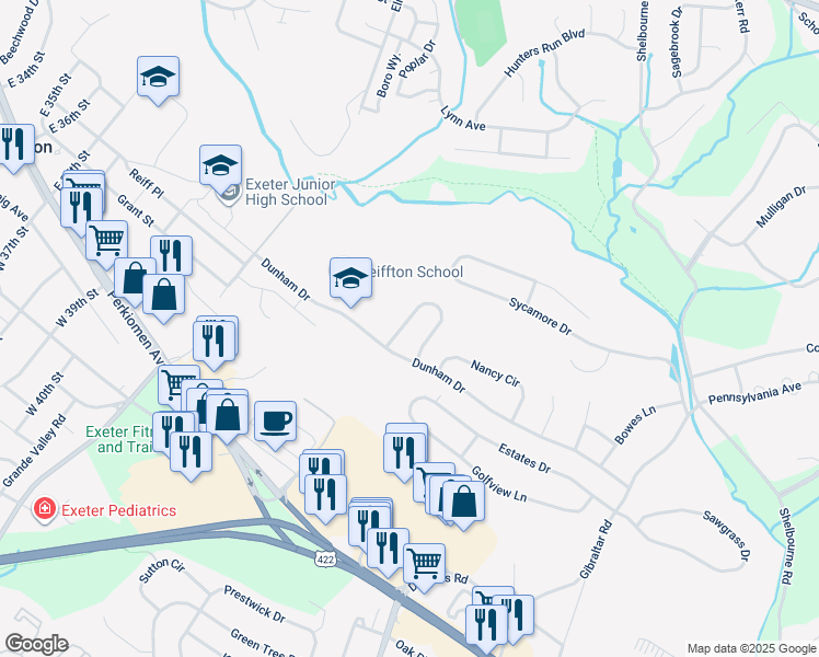 map of restaurants, bars, coffee shops, grocery stores, and more near 6 Hayden Circle in Reading