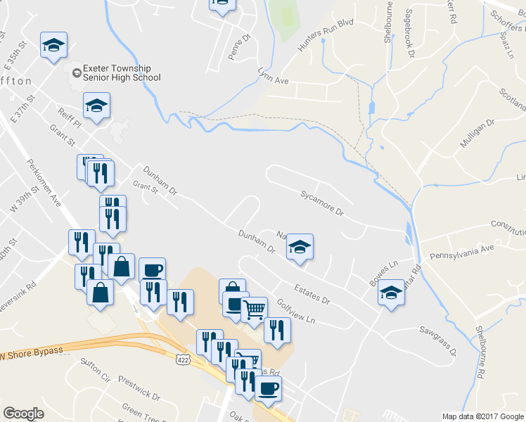 map of restaurants, bars, coffee shops, grocery stores, and more near 31 Hayden Circle in Reading
