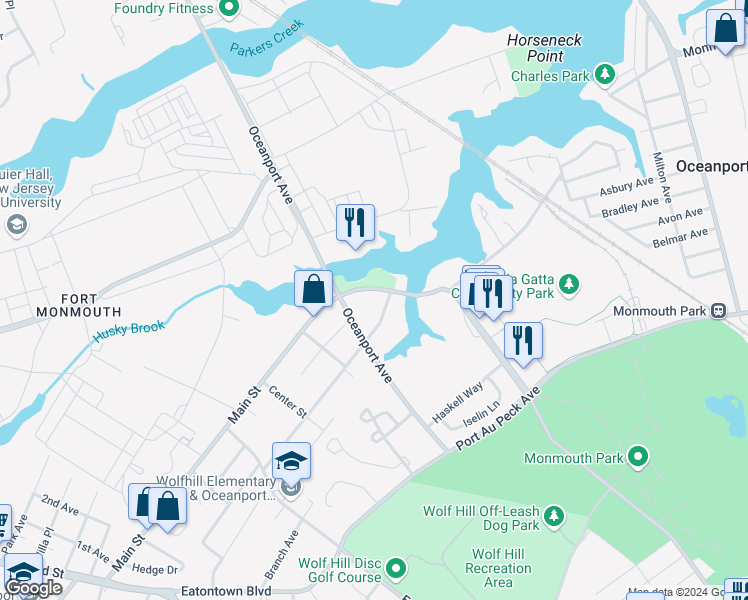 map of restaurants, bars, coffee shops, grocery stores, and more near 326 East Main Street in Oceanport