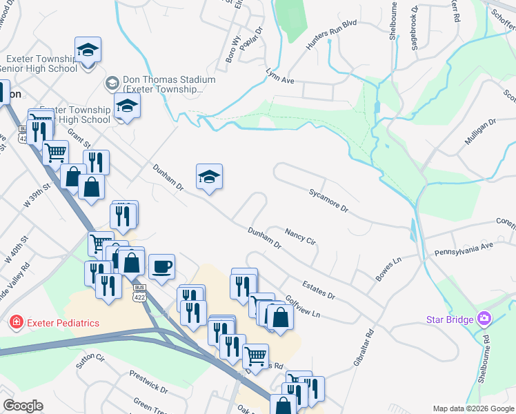 map of restaurants, bars, coffee shops, grocery stores, and more near 31 Hayden Circle in Reading