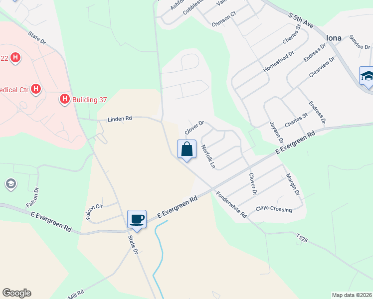 map of restaurants, bars, coffee shops, grocery stores, and more near 10 Clover Drive in Lebanon
