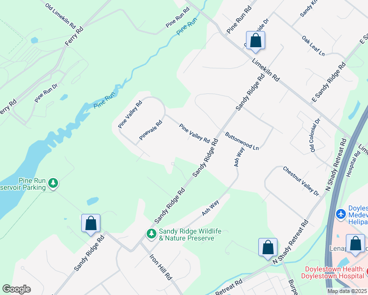 map of restaurants, bars, coffee shops, grocery stores, and more near 23 Pine Circle in Doylestown