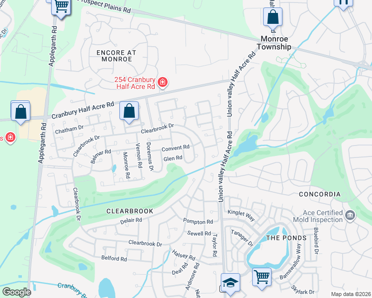 map of restaurants, bars, coffee shops, grocery stores, and more near 278A Oradell Drive in Monroe Township