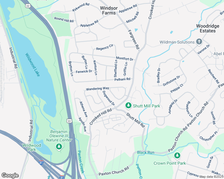 map of restaurants, bars, coffee shops, grocery stores, and more near 1405 Wandering Way in Harrisburg