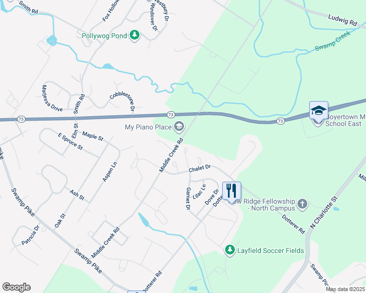 map of restaurants, bars, coffee shops, grocery stores, and more near 140 Sandpiper Court in Gilbertsville