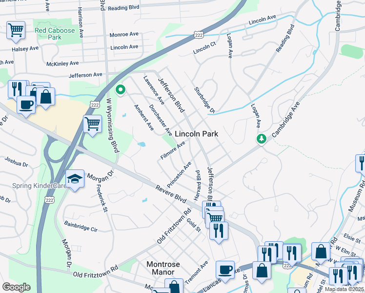 map of restaurants, bars, coffee shops, grocery stores, and more near 319 Dorchester Ave in West Lawn